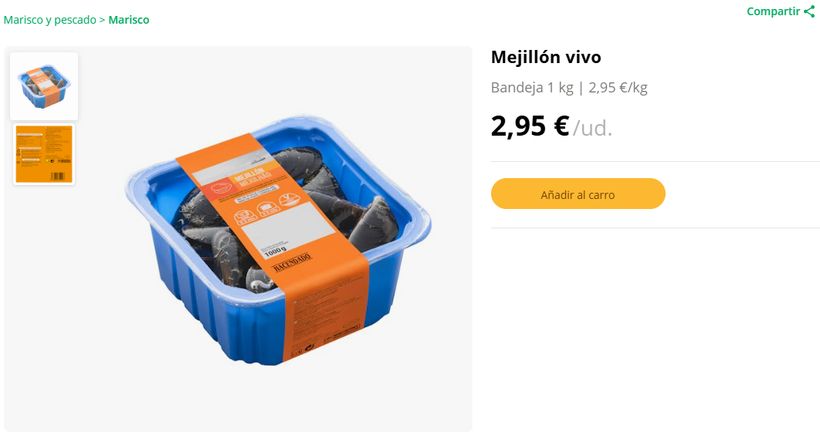 Mejillón vivo Mercadona