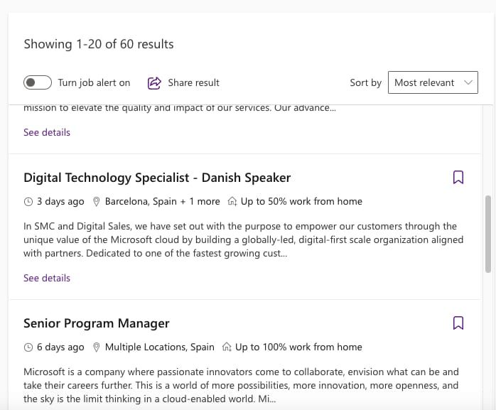 Web del empleo de Microsoft