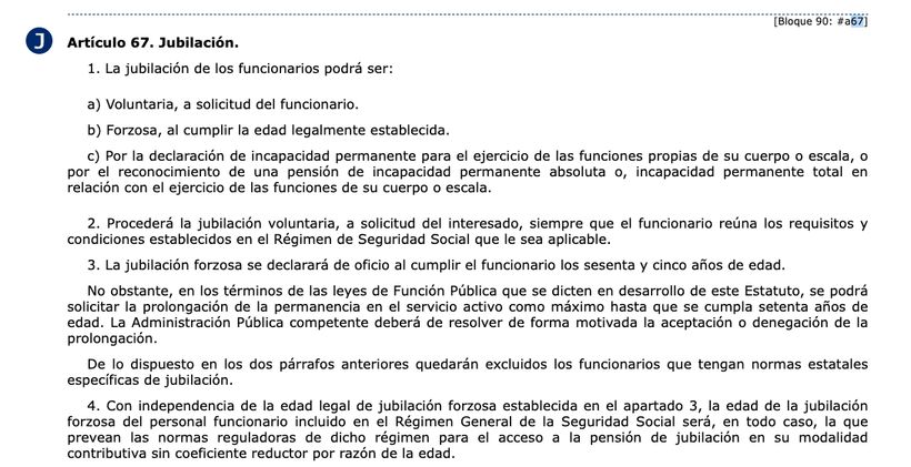 Artículo 67 del Estatuto del Empleado Público (EBEP)