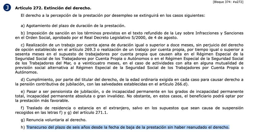 Artículo 272.h de la Ley General de la Seguridad Social