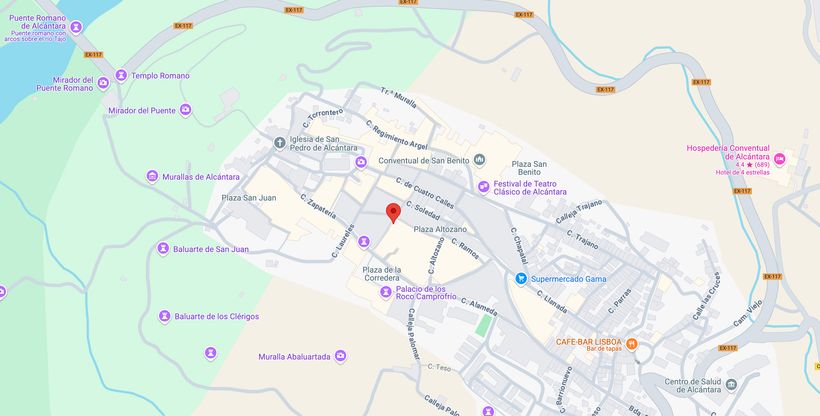 locallización de la vivienda en subasta en Alcántara (Cáceres)