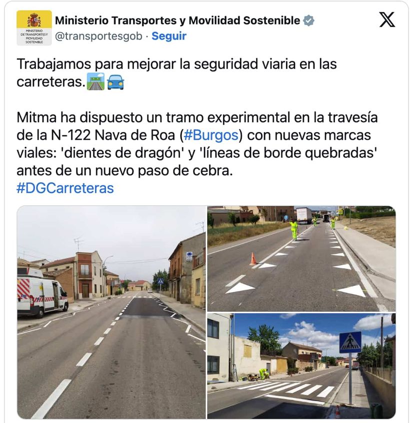 Post en X del Ministerio de Transportes y Movilidad Sostenible