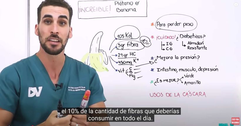 Doctor Veller en un video sobre los beneficios del plátano en YouTube