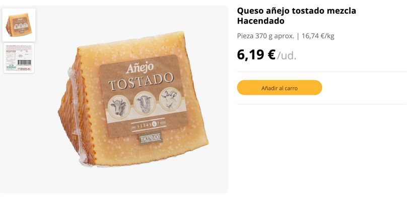 queso tostado añejo mercadona
