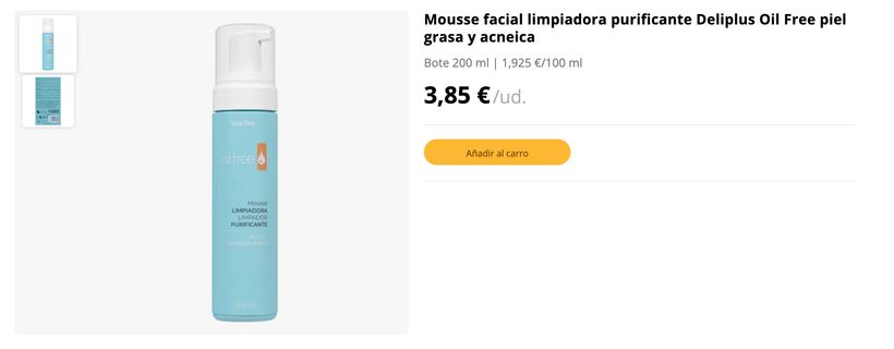 ‘Mousse facial limpiadora purificante Deliplus Oil Free’&nbsp;