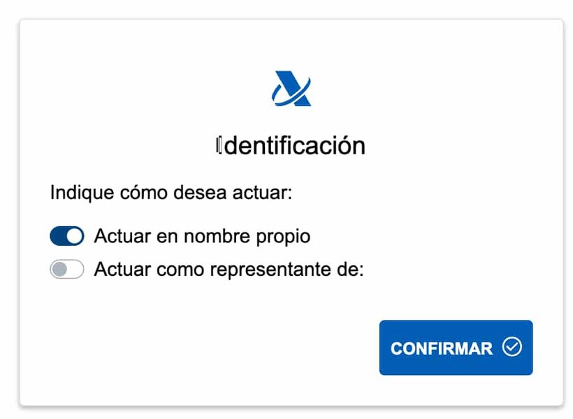 Actuar en nombre propio o representante para obtener el borrador de la Renta