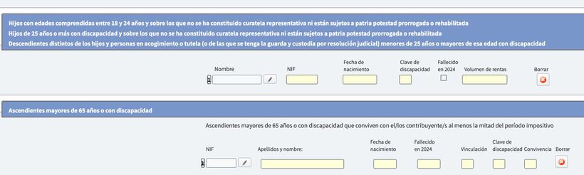 Datos identificativos hijos menores en la declaración de la Renta