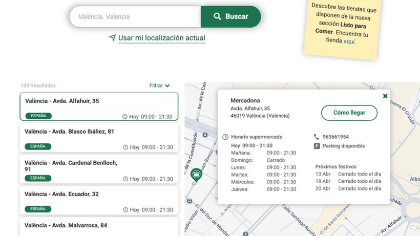 Horarios de Mercadona en Valencia