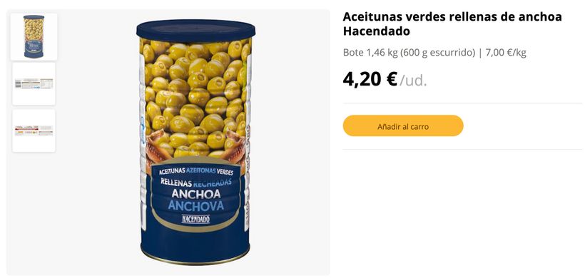Aceitunas rellenas de anchoa