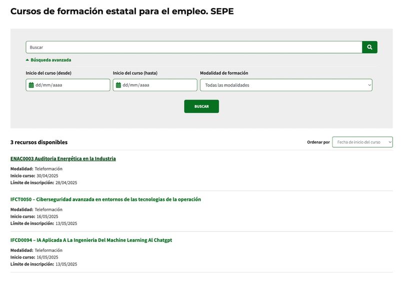 Cursos publicados por el SAE