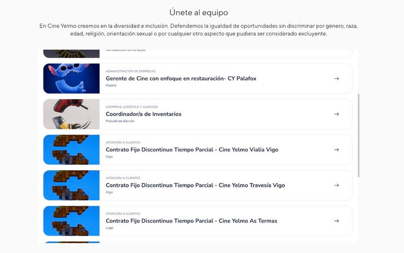 Portal de empleo de los cines Yelmo