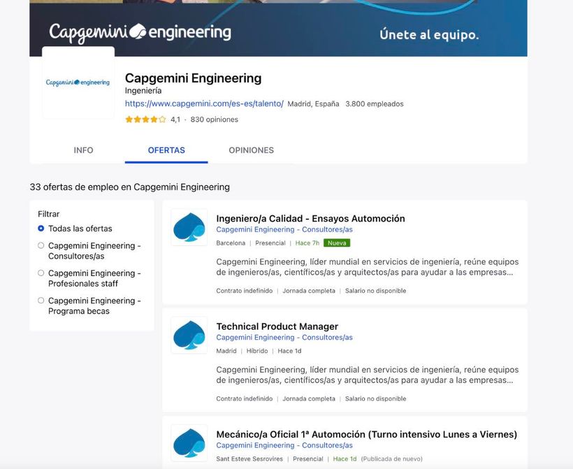 Ofertas de empleo de Capgemini Engineering