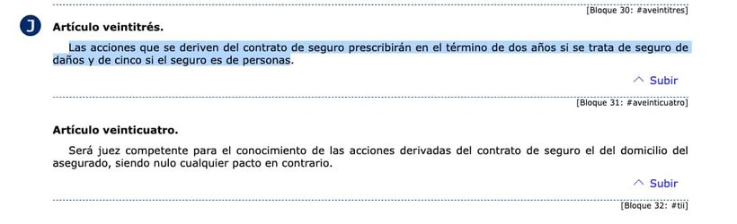 articulo 23 Ley de Contrato de Seguro