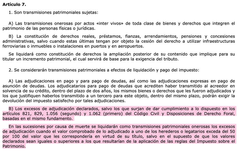 7.2.B) del Texto Refundido de la Ley del ITP y AJD