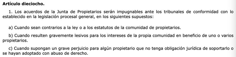 Artículo 18 LPH