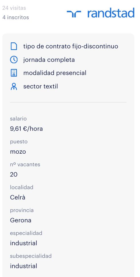 Oferta de empleo mozos randstad