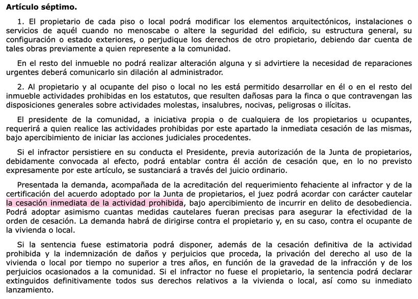 Artículo 7.2 de la Ley de Propiedad Horizontal