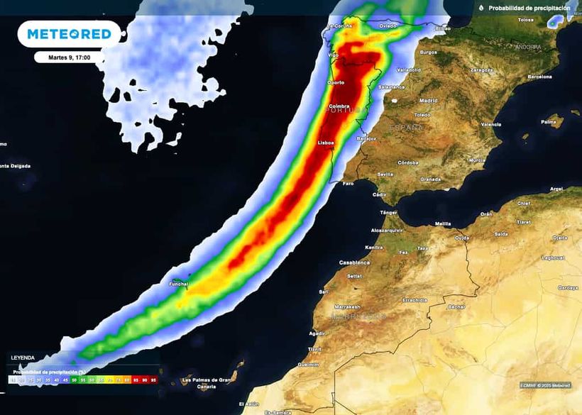 Frente que llegará a España entre este lunes y martes