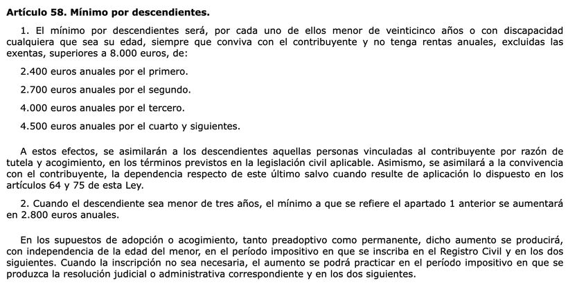 Artículo 58 de la LIRPF | BOE 