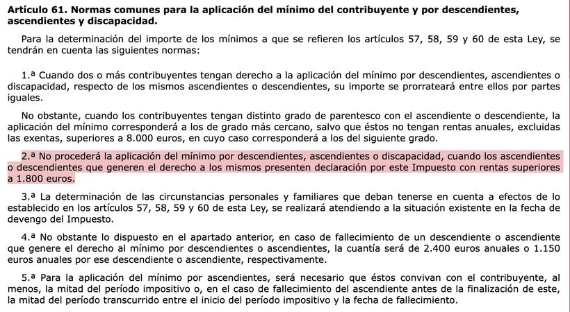 Artículo 61 de la LIRPF | BOE 