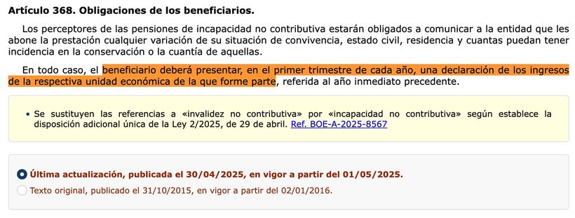 Artículo 368 de la Ley General de la Seguridad Social