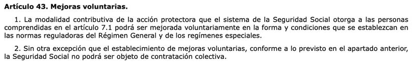 Artículo 43 de la Ley General de la Seguridad Social