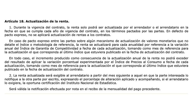 Artículo 18 de la Ley de Arrendamientos Urbanos