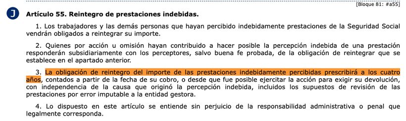 Articulo 55 de la Ley General de la Seguridad Social
