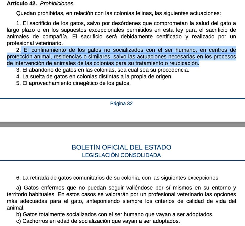 Artículo 42 de la Ley de Bienestar Animal