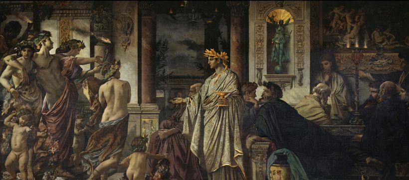 Representación artística de 'El Banquete de Platón'.-Anselm Feuerbach