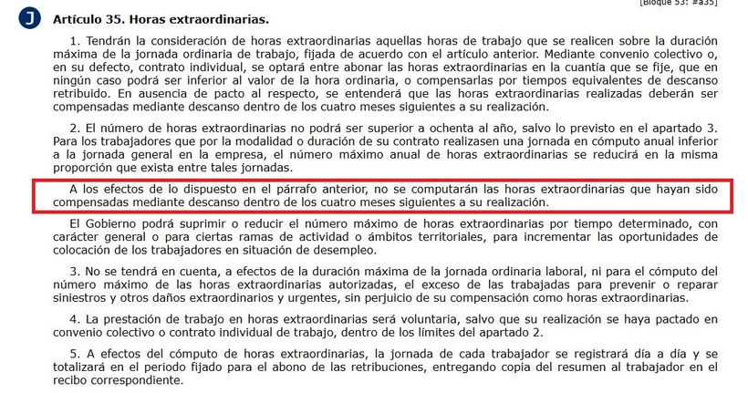Artículo 35 del Estatuto de los Trabajadores¡