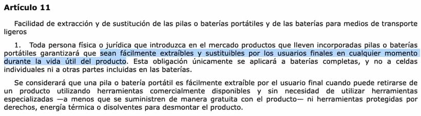 artículo 11 Reglamento europeo 2023/1542
