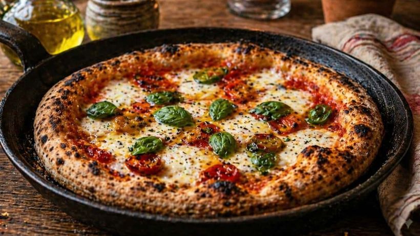 Pizza en una sartén
