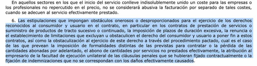 Artículo 87.6 de la Ley General para la Defensa de los Consumidores y Usuarios
