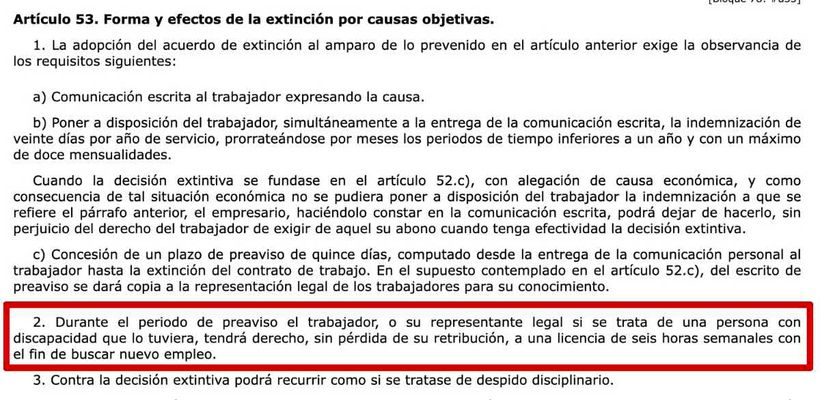 Artículo 53 del Estatuto de los Trabajadores