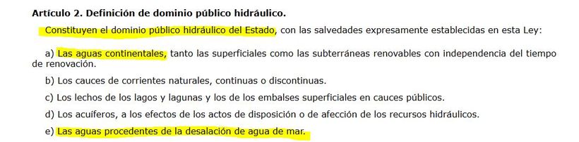 captura dle articulo 2 de la ley de aguas