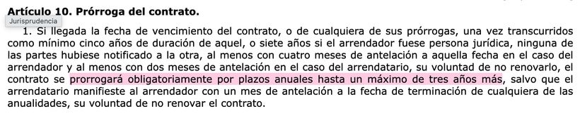 Artículo 10.1 LAU | BOE