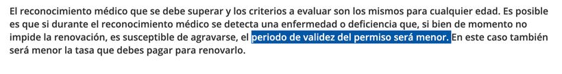 Captura de pantalla de las indicaciones de la DGT- Pág. web.