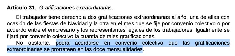 Captura de pantalla del art.31 del Estatuto de los Trabajadores