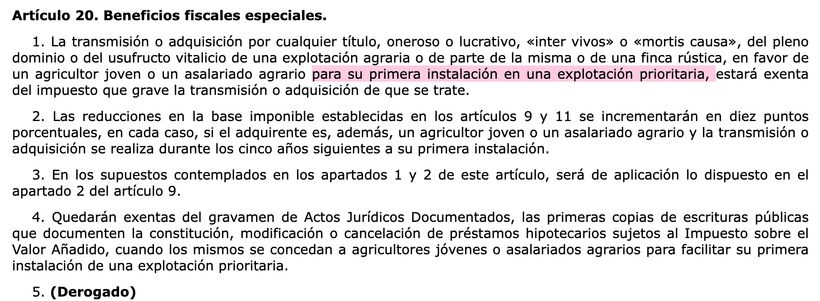 Artículo 20.1 de la Ley 19/1995 | BOE