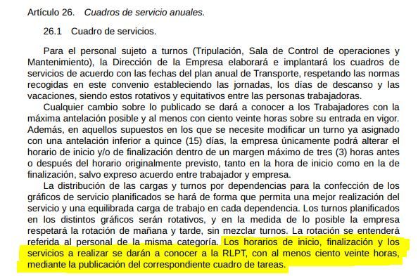 captura del artículo 26 del convenio