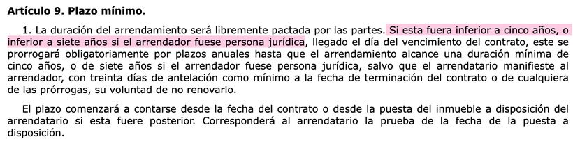 Artículo 9.1 LAU | BOE
