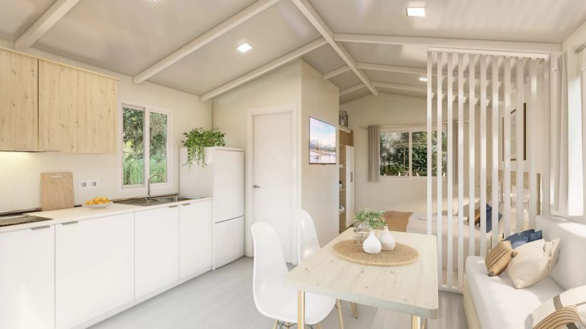 Interior de la casa prefabricada | Alucasa