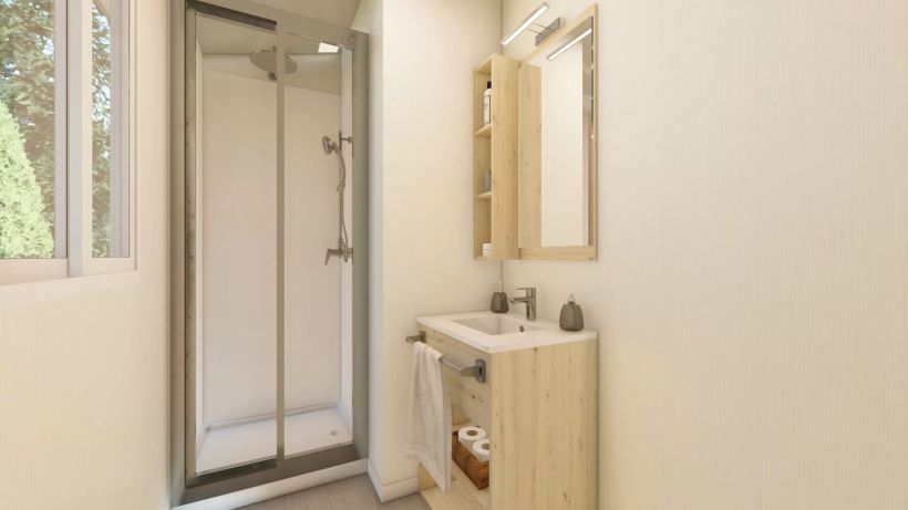 Baño de la casa prefabricada | Alucasa