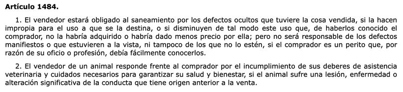 Artículo 1484 del Código Civil