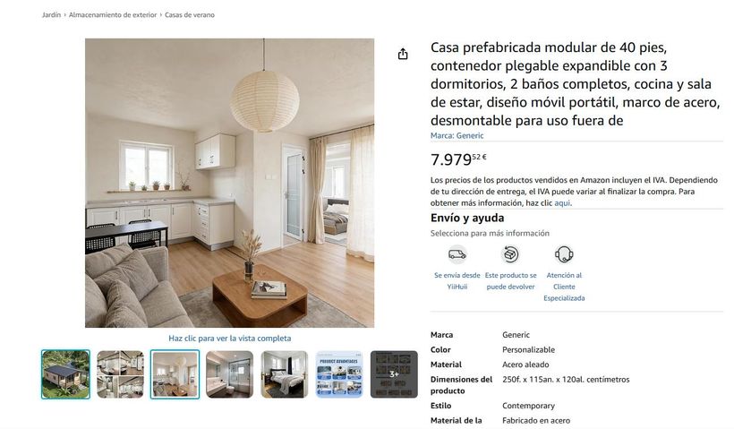 captura de la casa prefabricada en amazon