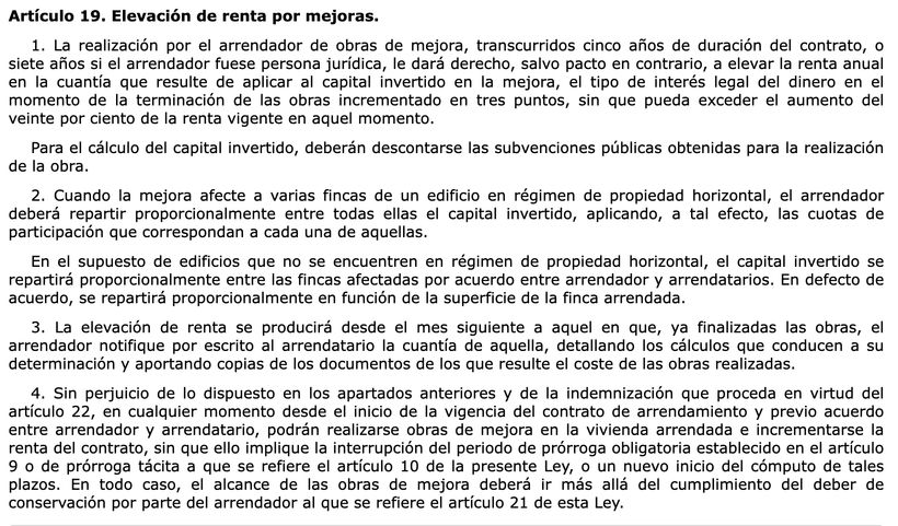 Artículo 19 LAU | BOE