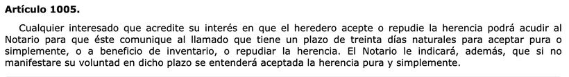 Artículo 1005 Código Civil