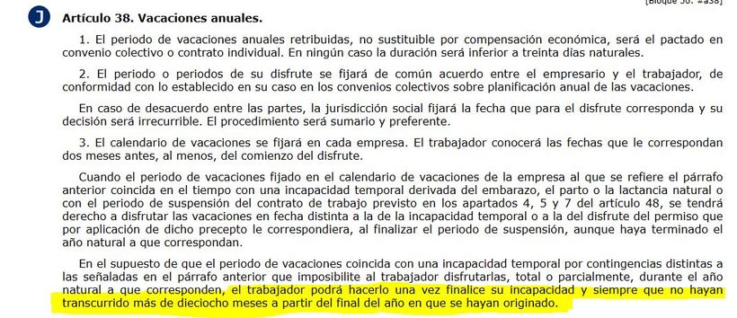 art 38.3 estatuto trabajadores