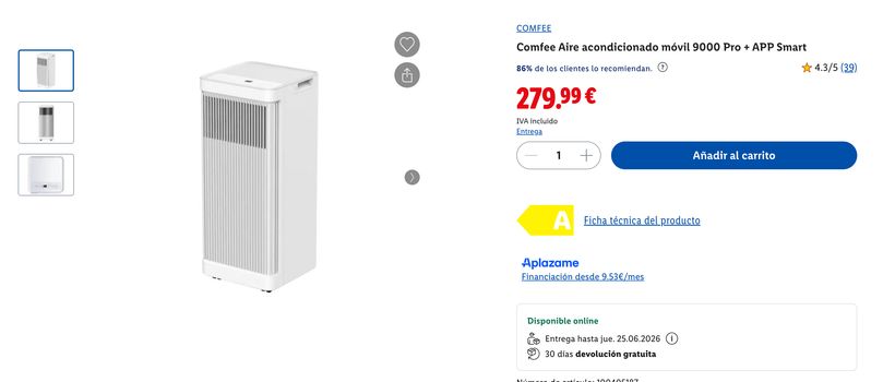 Comfee Aire acondicionado móvil- LIDL.